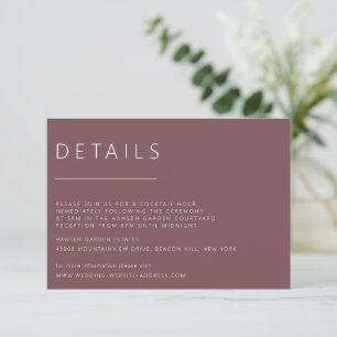 Invitation Détails minimalistes du Mariage Rose foncé