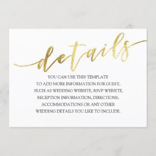 Invitation Détails minimalistes sur le Mariage de la gamme Go