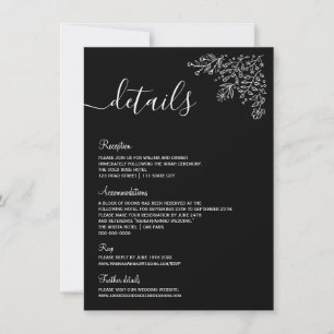 Invitation Détails minimaux de Nikah islamique floral noir et