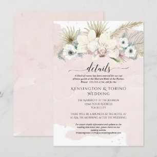 Invitation Détails Moderne Simple rose blanc Mariage