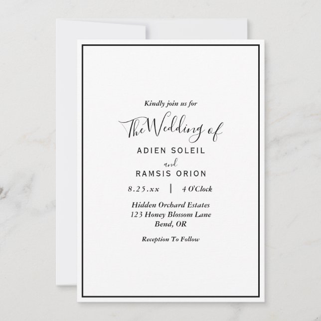 Invitation Détails Modernes Et Élégants Tout En Un Mariage (Devant)