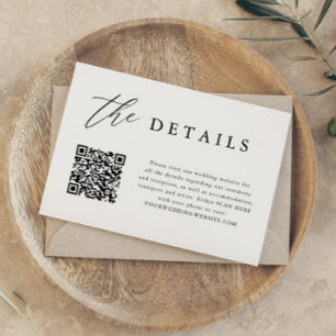 Invitation Détails numériques du Mariage de code QR élégant