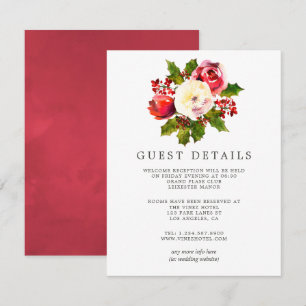 Invitation Détails pour invités de mariage de Noël Floral Hol