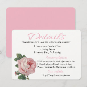 Invitation Détails Rose Vintage Rose Fleur Mariage Direction