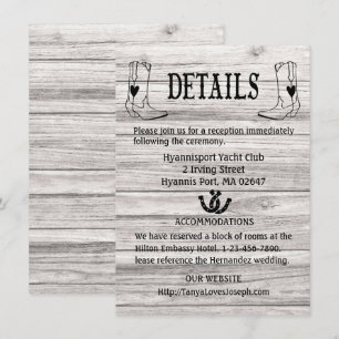 Invitation Détails sur le Mariage campagnard Boot Cowboy Boot