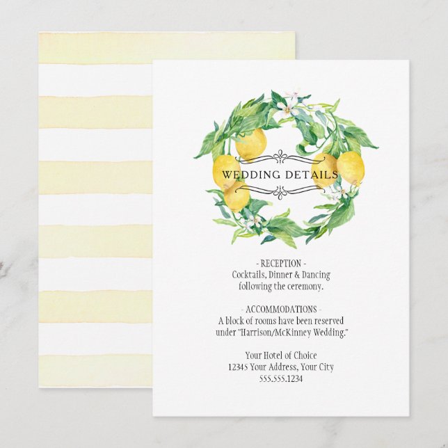 Invitation Détails sur le Mariage de feuillage d'agrumes flor (Devant / Derrière)