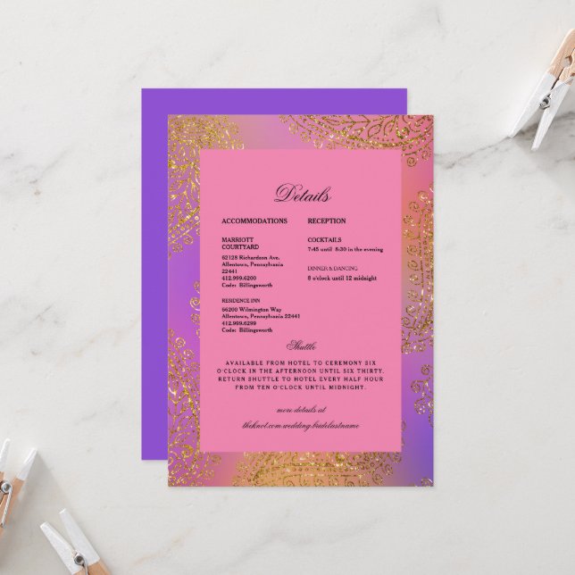 Invitation Détails sur l'ethnie indienne mariage (Devant/Arrière en situation)