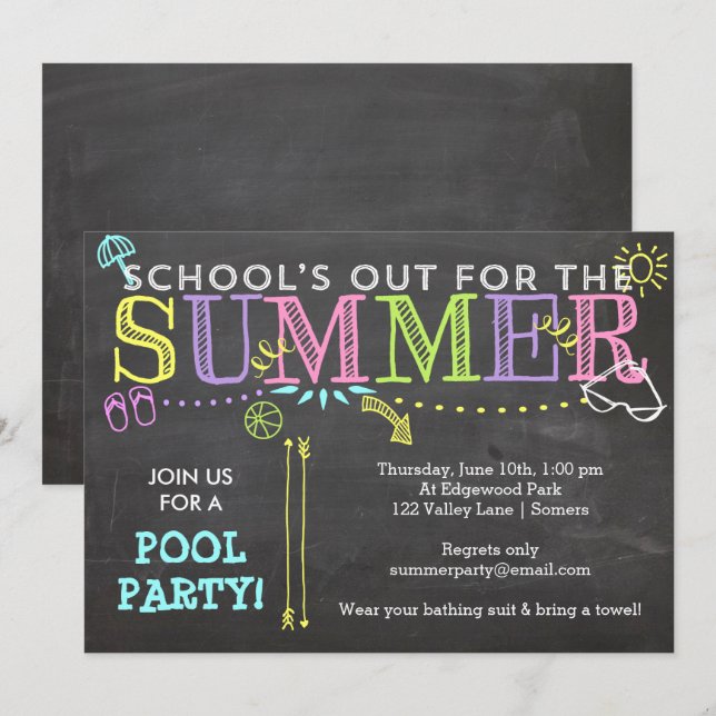 Invitation d'été de la fête de la piscine-école de (Devant / Derrière)
