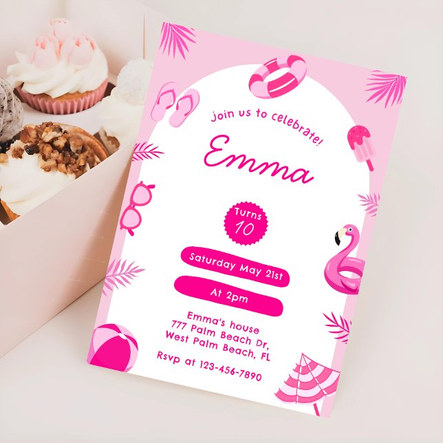 Invitation d'été Pink Malibu (Créateur téléchargé)