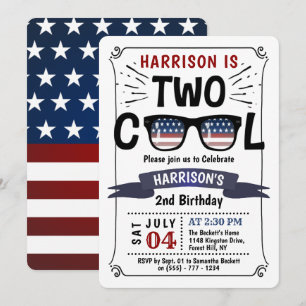 Invitation Deux 4 juillet Cool garçons 2e anniversaire