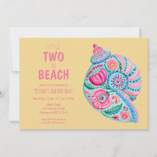 Invitation Deux à la plage Coquillage Filles d'été Anniversai