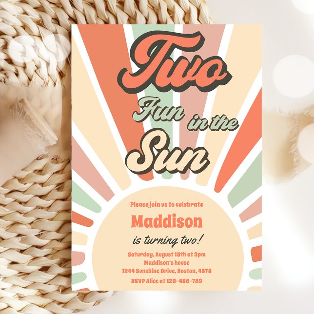 Invitation Deux Amusement Au Soleil Soleil 2e Anniversaire (Créateur téléchargé)