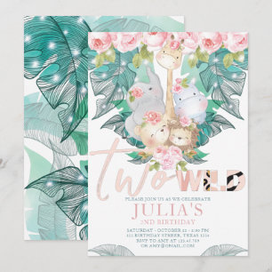 Invitation Deux animaux sauvages de la jungle Anniversaire mi