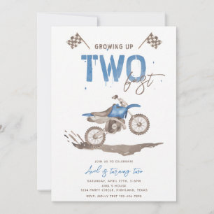 Invitation Deux Anniversaire de moto de terre bleue rapide