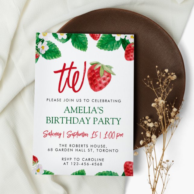 Invitation Deux Anniversaire Été Fraise Berry Sweet (Créateur téléchargé)