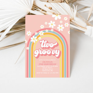 Invitation Deux Anniversaire Groovy Rétro Arc-en-ciel 2 ans