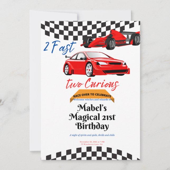 Invitation Deux Anniversaire Rapide 2 Rapide Deux Curieux Rou (Devant)