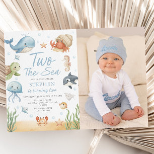 Invitation Deux ans la mer tourne deux ans photo anniversaire