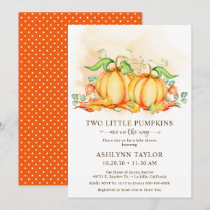 Invitation Deux Baby showers jumeaux Citrouille