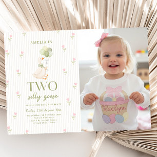 Invitation Deux ballons de Goose Silly Floral Photo de 2e ann