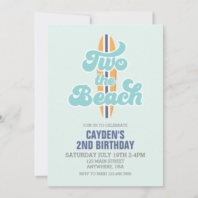 Invitation Deux Beach Surfboard Beach 2e anniversaire (Devant)