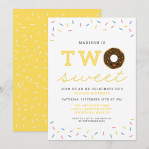 Invitation Deux beignets sucrés et arroses Jaune 2e anniversa