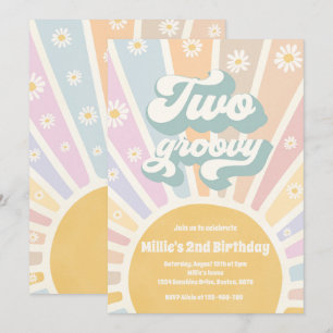 Invitation Deux Boho Super Sunshine Daisy 2e fête d'anniversa