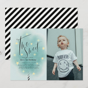 Invitation Deux bonbons Turquoises en coton doux 2e anniversa
