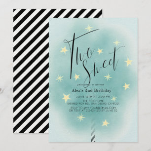 Invitation Deux bonbons Turquoises en coton doux garçon 2e an