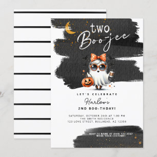 Invitation Deux Boo-jee Cute Ghost Halloween 2e anniversaire
