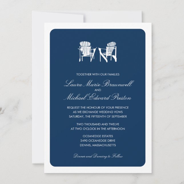 Invitation Deux chaises Adirondack Mariage (Devant)