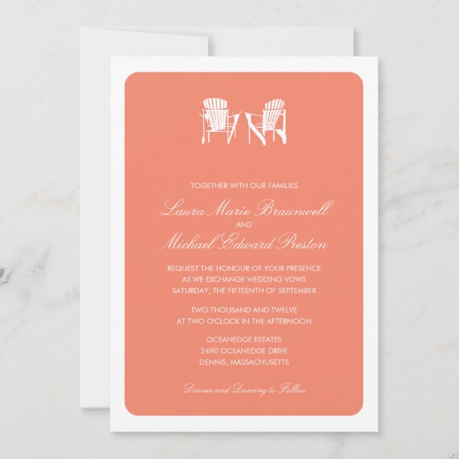 Invitation Deux chaises Adirondack Mariage (Devant)