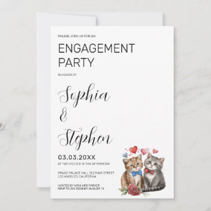Invitation Deux chats en Fiançailles amoureux