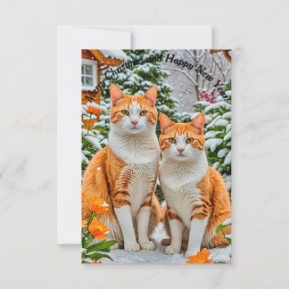 Invitation Deux chats joyeux