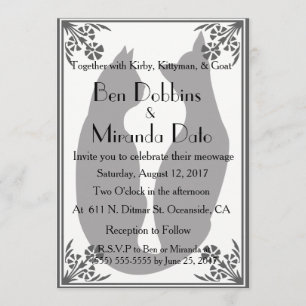 Invitation Deux chats Mariages en noir, blanc et gris