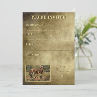 Invitation Deux chevaux pour cette occasion rurale ou agricol