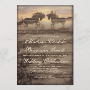 Invitation Deux Chevaux Rustique Pays Mariage Occidental Invi