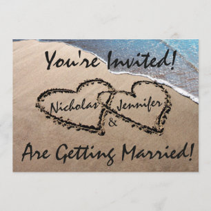 Invitation Deux Coeurs Dans L'Invitation De Mariage Sand Beac