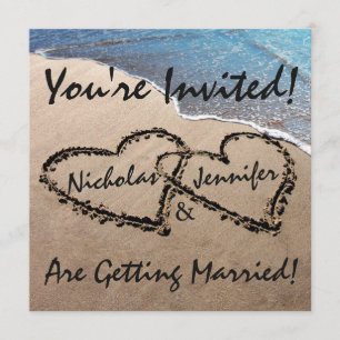 Invitation Deux Coeurs Dans L'Invitation De Mariage Sand Beac