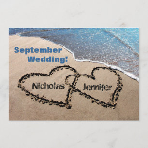 Invitation Deux Coeurs Dans Sable Summer Beach Mariage Invita