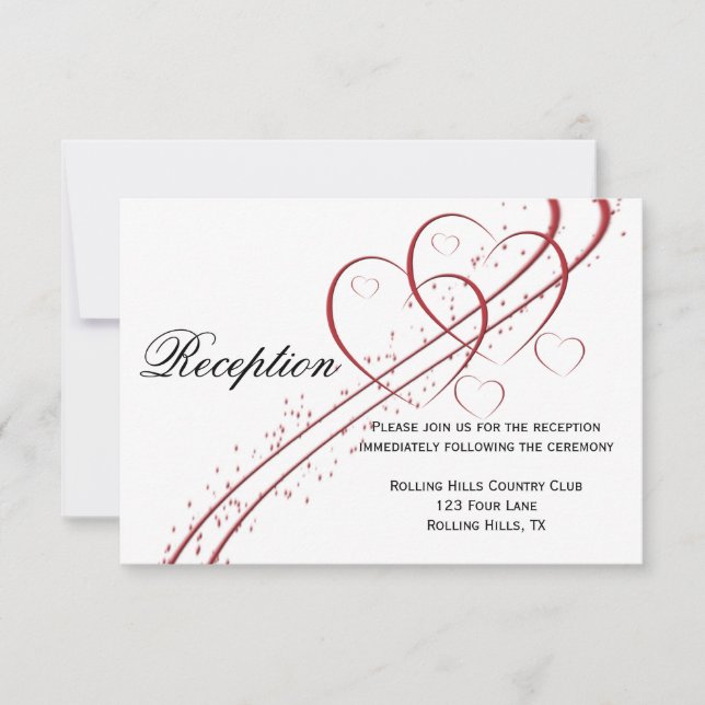Invitation Deux coeurs pour une réception (Devant)