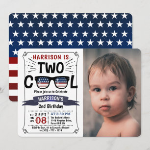 Invitation Deux Cool 4 juillet garçons Photo 2e anniversaire
