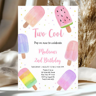 Invitation Deux Cool Anniversaire Deuxième Popsicle Rose