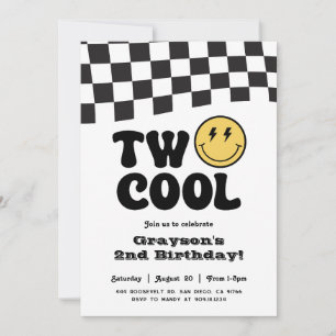 Invitation Deux Cool Anniversaire Sourire Visage Fête Invitat