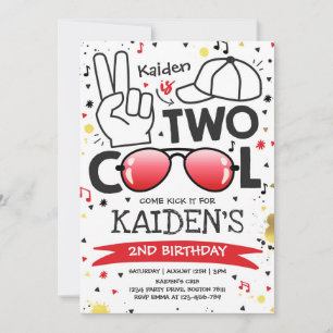 Invitation Deux Cool fête d'anniversaire I'm Two Cool 2e anni