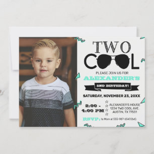 Invitation Deux Cool Retro Deuxième photo d'anniversaire