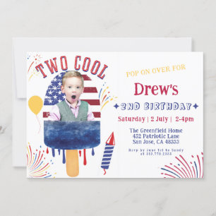 Invitation Deux Cool Summer Popsicle Feu d'artifice Anniversa