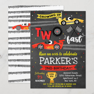 Invitation Deux courses de voitures rapides 2e anniversaire I