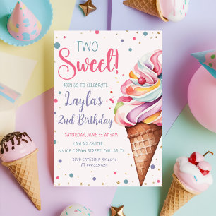 Invitation Deux crème glacée douce 2e anniversaire