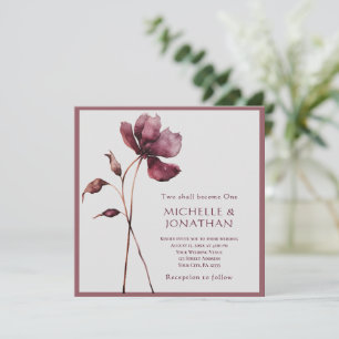 Invitation Deux deviennent une Fleur Bourgogne Mariage modern